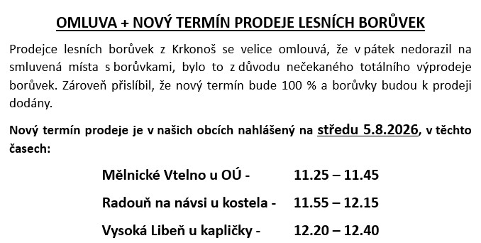 Nový termín prodeje borůvek