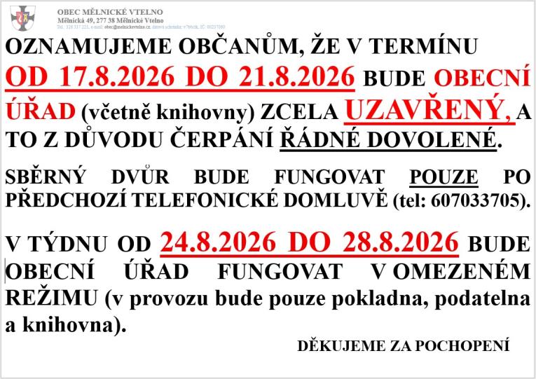 Oznámení o&nbsp;uzavření OÚ